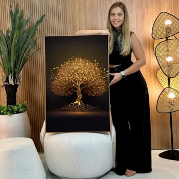 Quadro Decorativo Árvore Da Vida Dourada