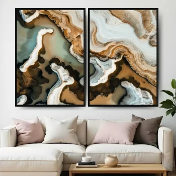 Kit Quadro Decorativo Paisagem Terrosa Com Água