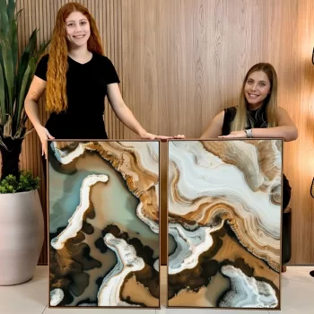 Kit Quadro Decorativo Paisagem Terrosa Com Água