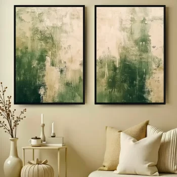 Kit Quadro Decorativo Abstrato Moderno Verde II