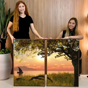 Kit Quadro Decorativo Pôr Do Sol No Rio