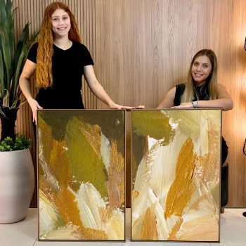 Kit Quadro Decorativo Pinceladas Abstratas Tons Terrosos