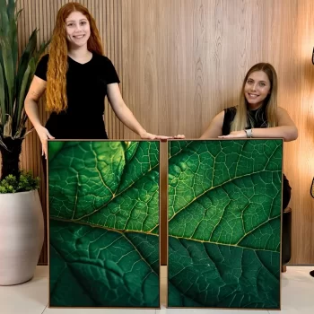 Kit Quadro Decorativo Folha Verde