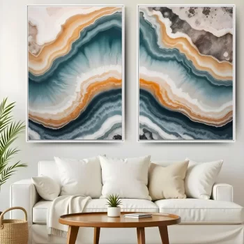 Kit Quadro Decorativo Abstrato Azul Premium