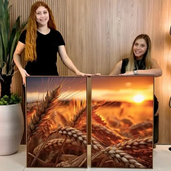 Kit Quadro Decorativo Pôr Do Sol Wheat