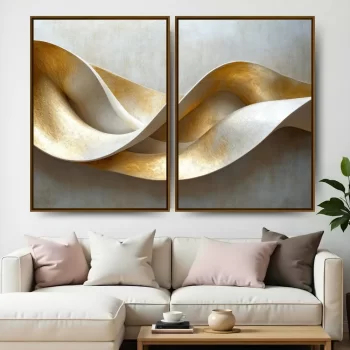 Kit Quadro Decorativo Forma Abstrata Gold l