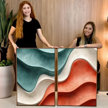 Kit Quadro Decorativo Curvas Abstratas Composição De Cores