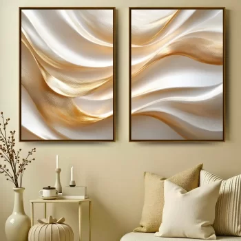 Kit Quadro Decorativo Abstrato Gold Clean l
