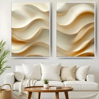Kit Quadro Decorativo Abstrato Gold Clean ll