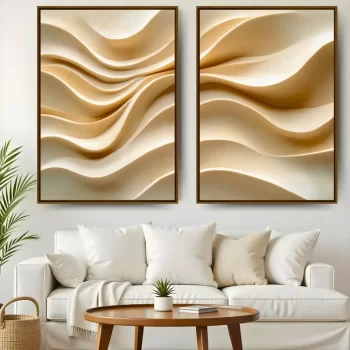 Kit Quadro Decorativo Abstrato Gold Clean lll