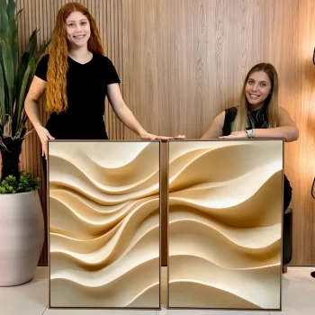 Kit Quadro Decorativo Abstrato Gold Clean lll