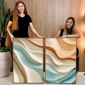 Kit Quadro Decorativo Ondas Abstratas Clean ll