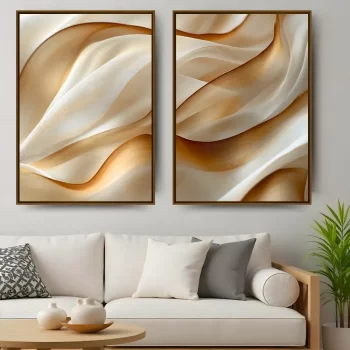 Kit Quadro Decorativo Abstrato Gold Clean lV
