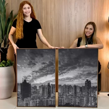 Kit Quadro Decorativo Cidade P&B