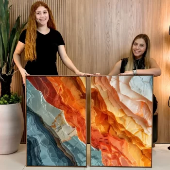 Kit Quadro Decorativo Pedras Tons Quentes