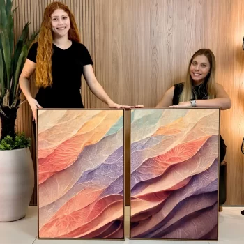 Kit Quadro Decorativo Abstrato Tons Rosé