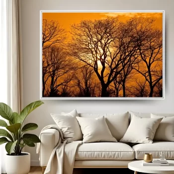 Quadro Decorativo Árvores Secas Fim De Tarde
