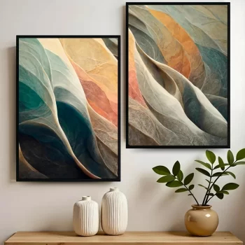 Kit Quadro Decorativo Abstrato Formas Paint Lines I