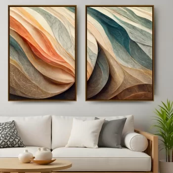 Kit Quadro Decorativo Abstrato Formas Paint Lines II