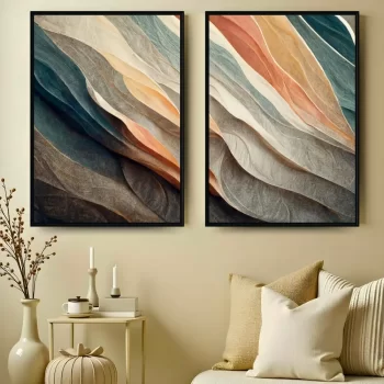 Kit Quadro Decorativo Abstrato Formas Paint Lines IV