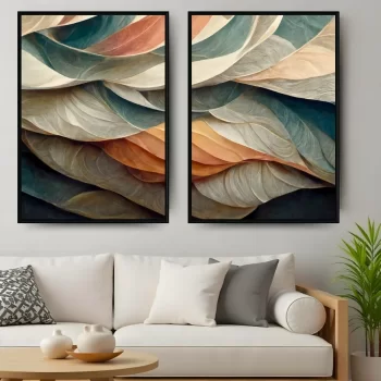 Kit Quadro Decorativo Abstrato Formas Paint Lines V