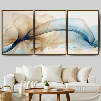 Kit Quadro Decorativo Abstract Flower 3 Partes