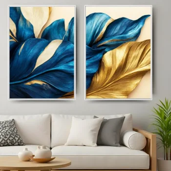 Kit Quadro Decorativo Folhas de Safira