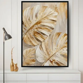 Quadro Decorativo Monstera Dourada
